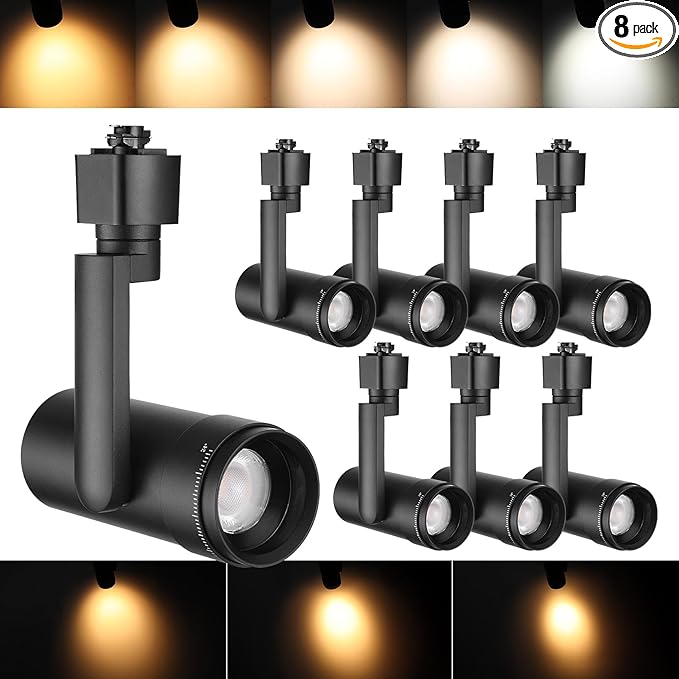 LEONLITE 8-Pack Zoomable LED Track Light Heads 5CCT, 15W H Type Track Light Heads, 24°-60° Beam Angle Dimmable Retail Ceil...