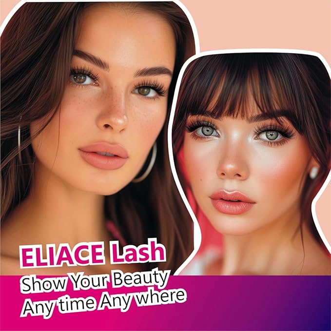 Eliace False Eyelashes Natural look Cat Eye Lashes Wispy Strips,15 Pairs, 3D Mink Lashes Fake Eyelashes Volume Fluffy Thin Soft Band Comfortable Long Thick Dramatic Cross Eyelash Reusable, Lexie Style