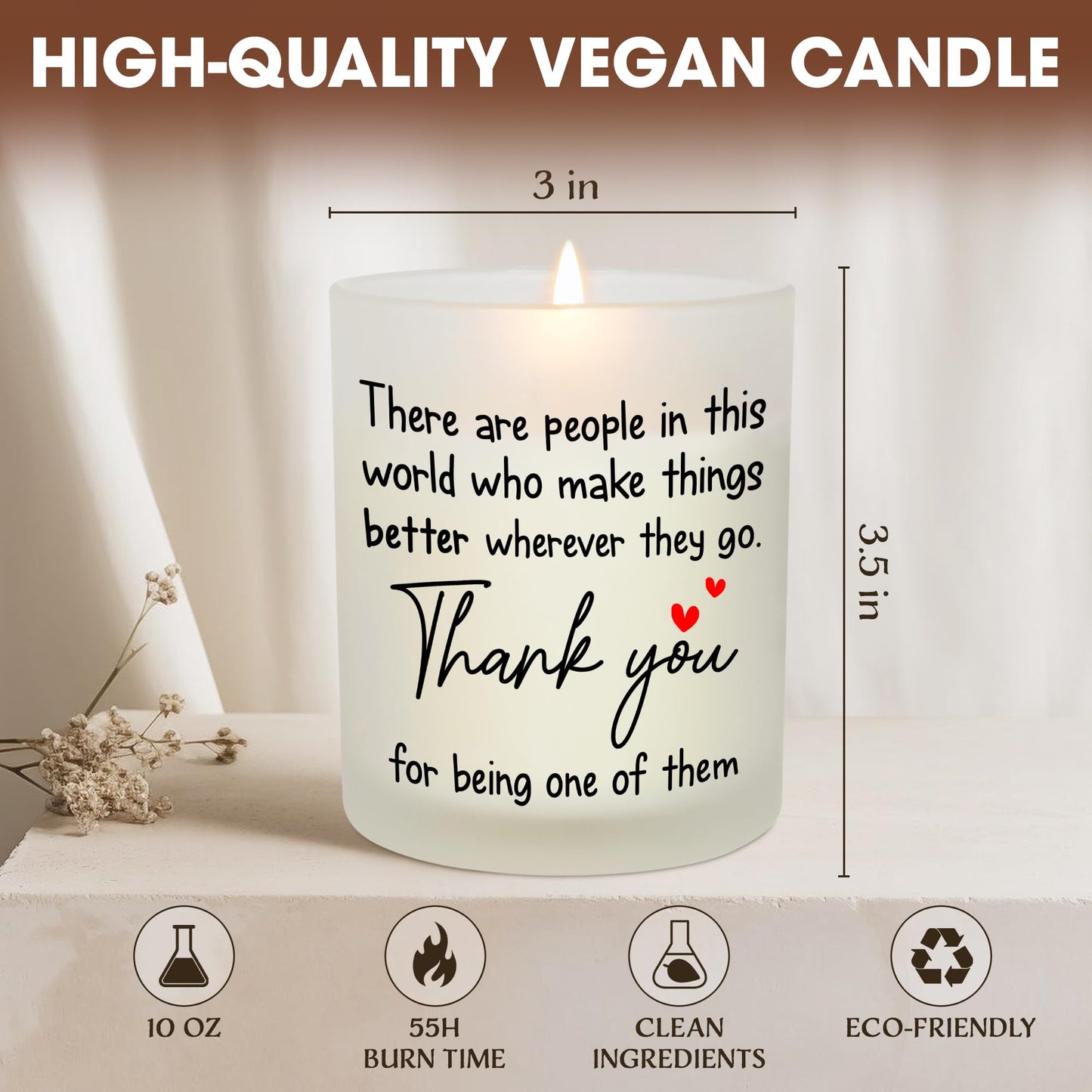 OASSIE Thank You Gifts for Women - Long Lasting Vanilla Lavender Candle 10 Oz - Appreciation Inspirational Birthday Gifts for Women Coworkers Friend Teachers Nurses Boss Employees