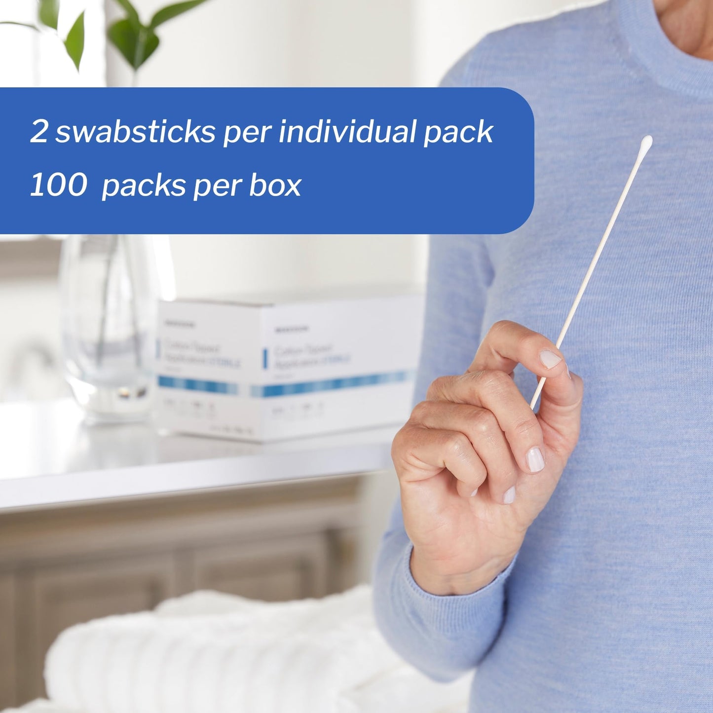McKesson Sterile Cotton Tipped Applicators, 6 Inch, Box of 200 – Medical Cotton Swabs for Wound Care, Cleaning, and Application, Wooden Shaft, Disposable
