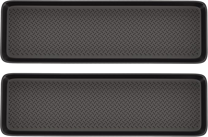 Matace 2 Pack Rubber Extra Large Shoe Tray for Entryway,Long Boot Tray,Slim Boot Mat for Indoor and Outdoor Use,16x55 in, Rectangular (Pack of 2)
