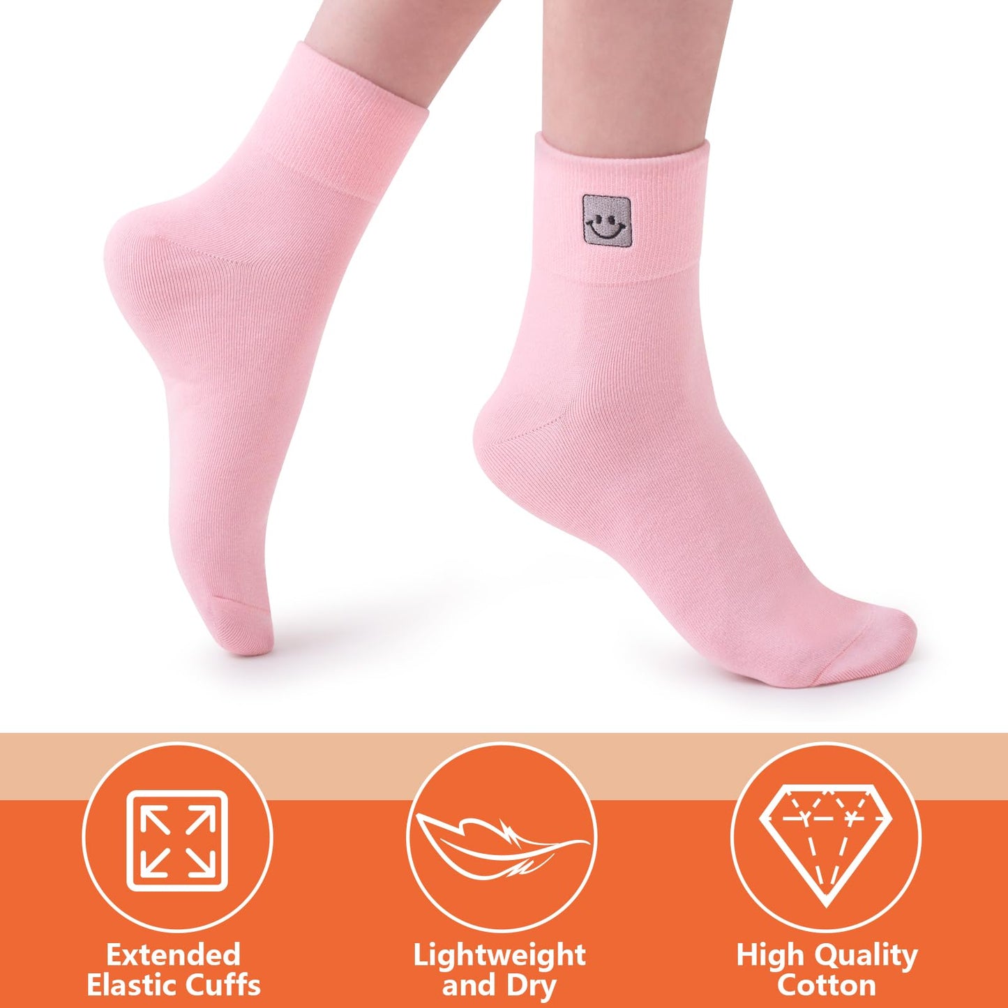 HUGSWEET Thin Soft Cotton Crew Socks for Women Ankle above Bootie Socks Gifts for Women 5 Pairs