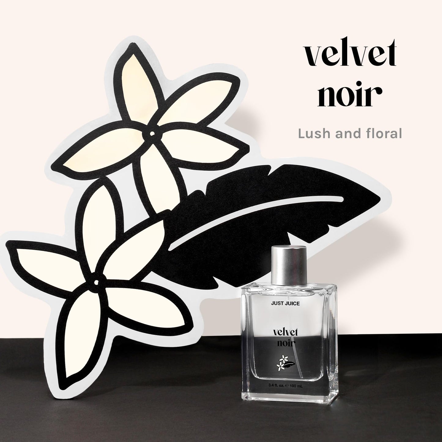 Just Juice Velvet Noir - Crisp Jasmine Perfume for Women and Men - Floral Musk Mini Travel Perfume with Apple, Rose, Geranium, Amber - 0.33 oz