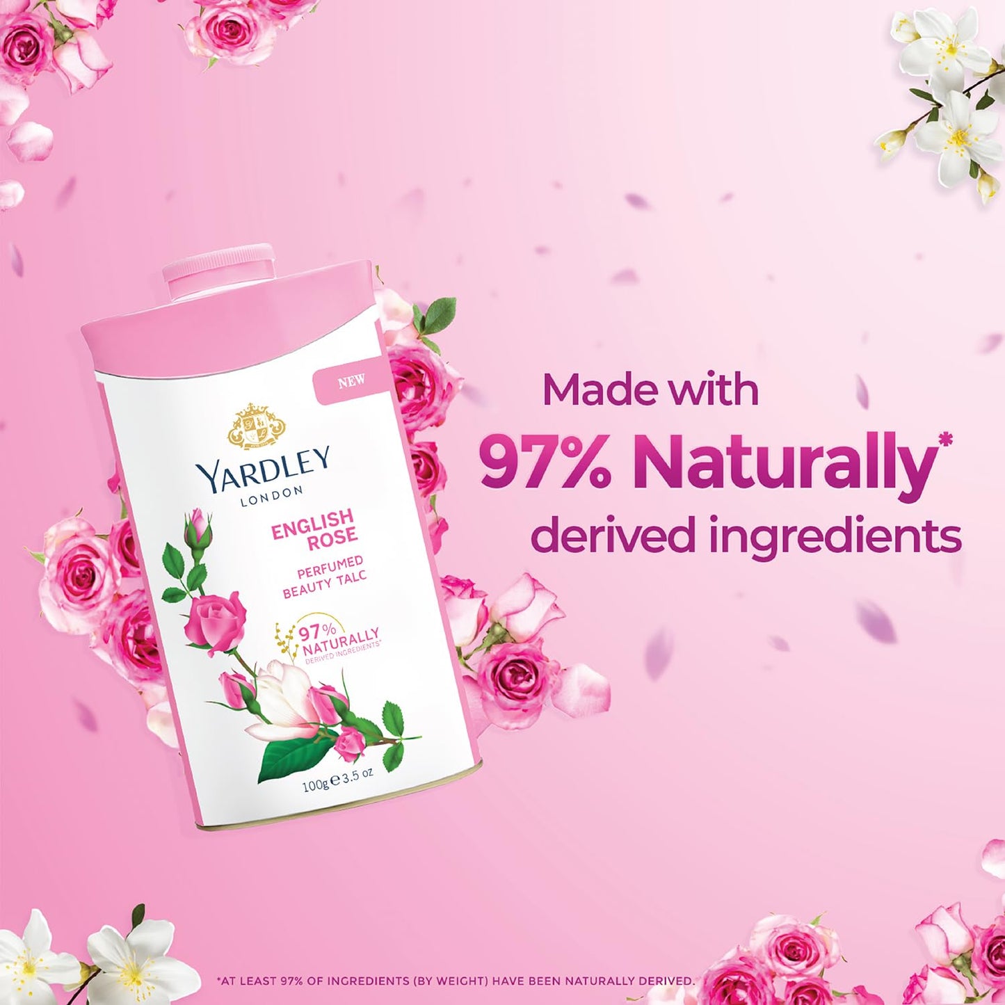 Yardley London English Rose Perfumed Deodorizing Talc Talcum Powder 100gm