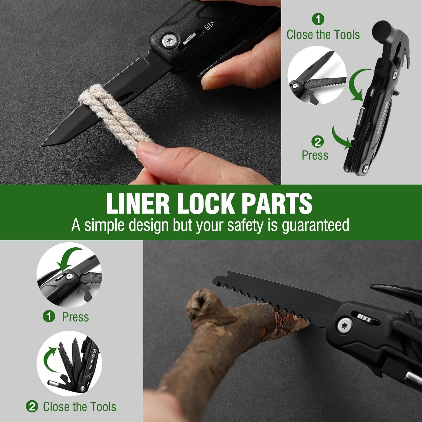 Maarten Stocking Stuffers for Adults Men - Gifts for Dad from Daughter Son - Upgraded 14 in 1 Hammer Multitool with Safety Lock, Screwdriver Set and Durable Sheath - Ideal Birthday Gift for Father