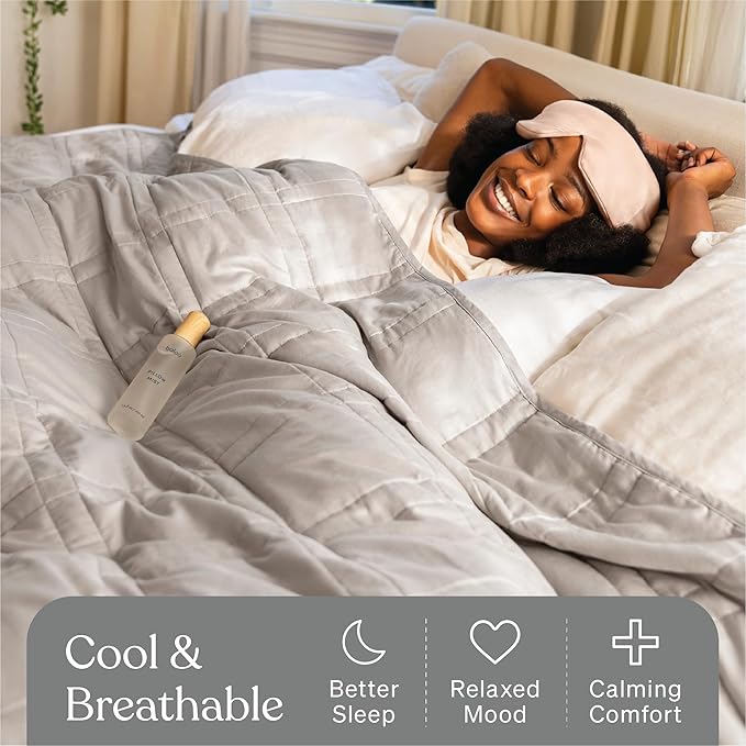 Baloo Weighted Blanket for Adults 15 lb (Silver Sage, 60"x80") | Cool & 100% Cotton | Machine Washable & Dryer Safe | Glass Microbead Fill