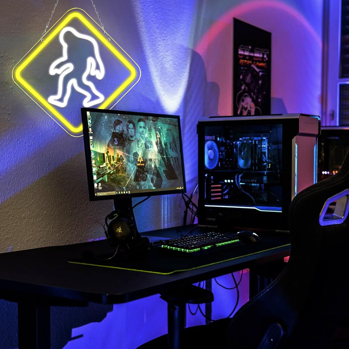 Pinlangdou Sasquatch Neon Sign Bigfoot Neon Light for Bedroom Hallway Garage Home Wall Decor Man Cave Children's Room for Birthday Party Gifts for Fans Friends Kids 12.2 * 12.2 in
