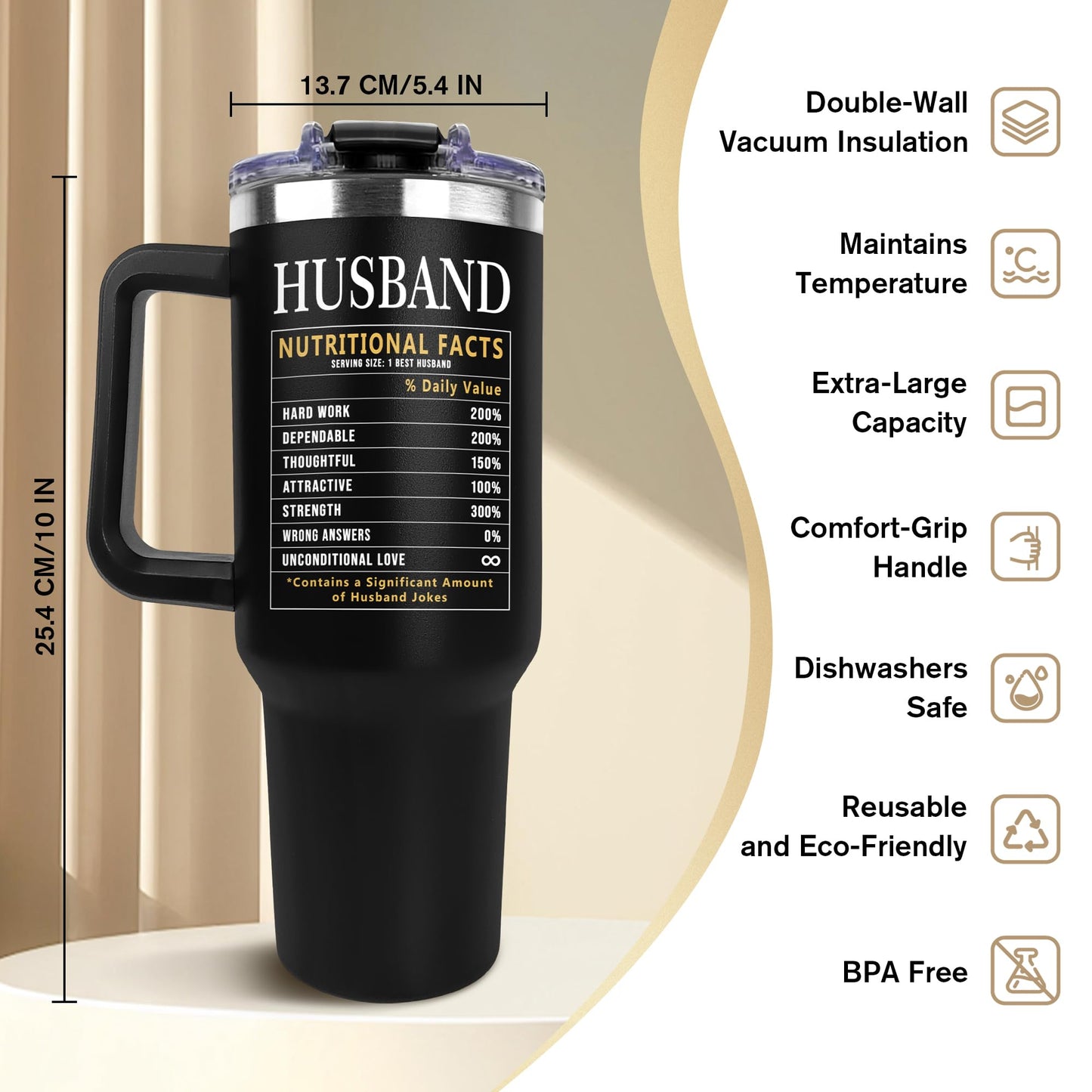 Gifts for Husband from Wife - Birthday Gifts for Husband - Anniversary Wedding Gift for Men - Christmas Valentines Day Gift for Him - Best Husband Ever Gifts - To My Man 40 Oz Tumbler