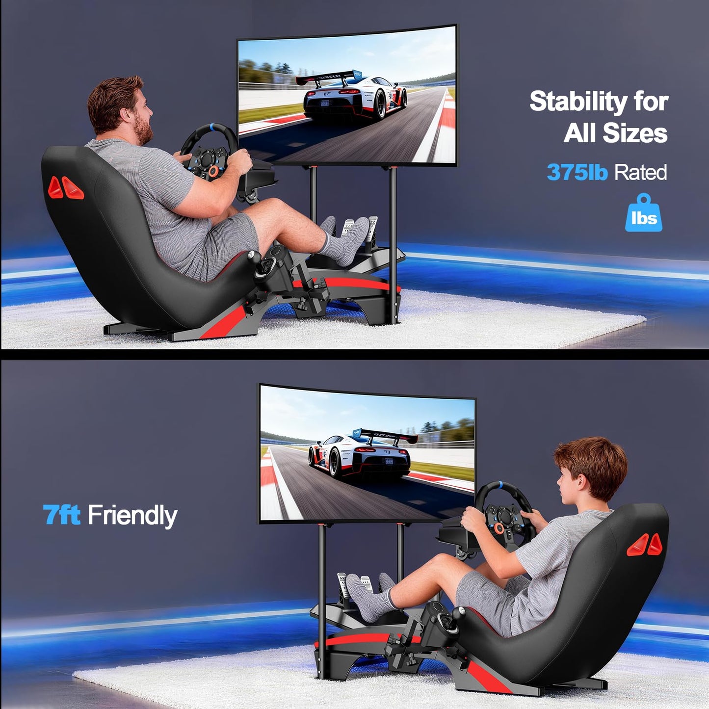 DIWANGUS Sim Racing Cockpit with Monitor Mount - F1 Style Steel Racing Simulator Cockpit with Seat Compatible with Logitech Thrustmaster Fanatec Moza Racing Games