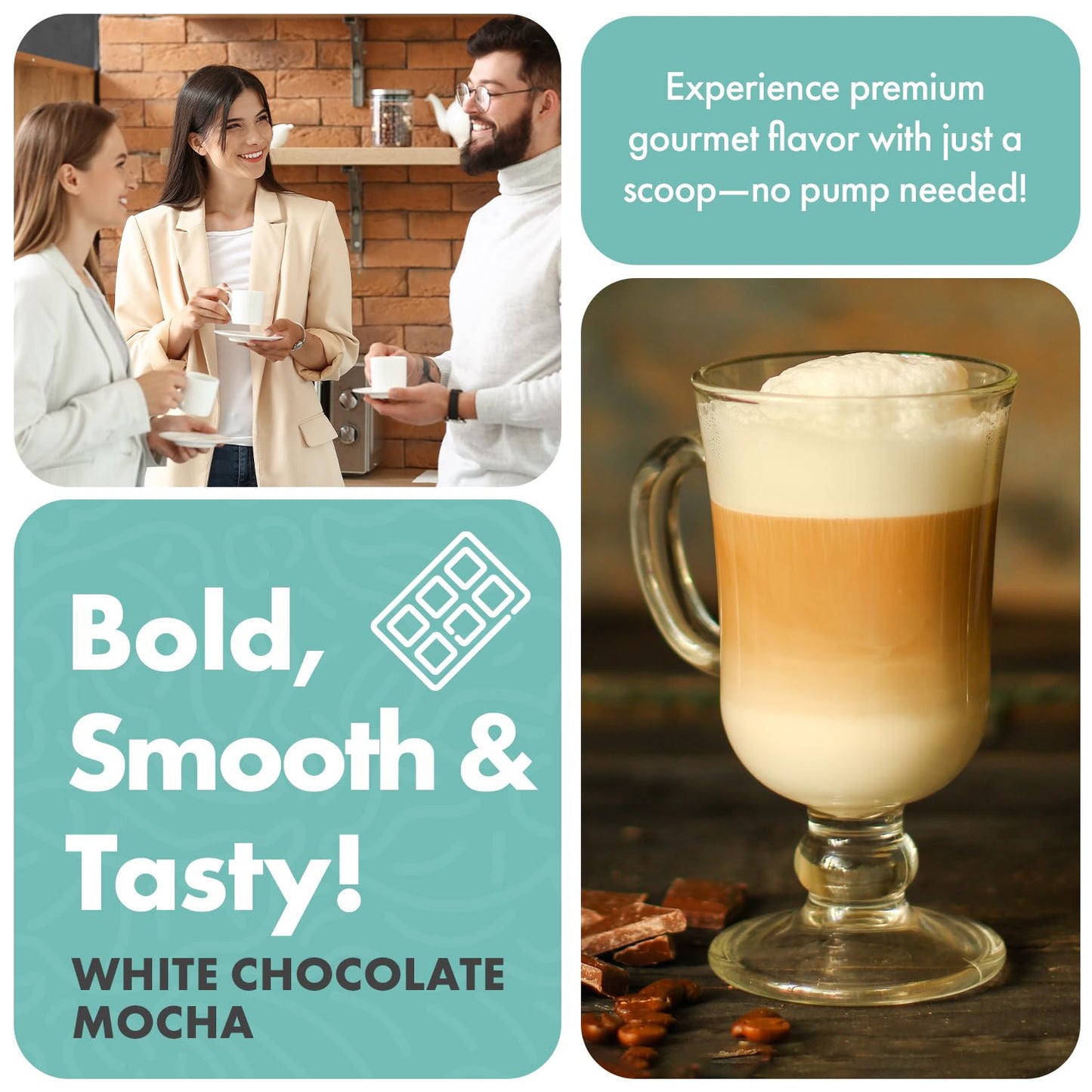 Fifth Avenue Gourmet Premium Powder Flavoring, Zero Sugar & Calories, 157g Powder Flavoring for Coffee, Drinks & Treats, Ideal for Keto & Low-Carb Lifestyles - 100 Servings, White Chocolate Mocha