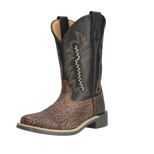 Kid's Presley Brown/Black Leather Western Boots
