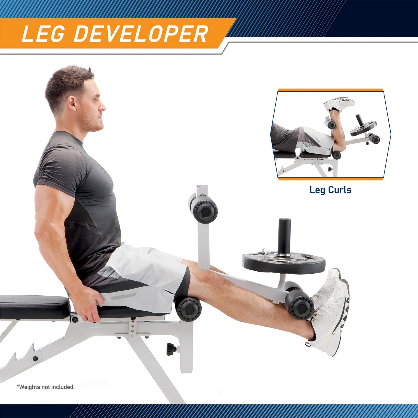 Marcy Foldable Full-Body Workout Bench with Adjustable 6-Position Backrest & Leg Extension - Compact Incline Decline Weight Bench Station for Home Gym Strength Training