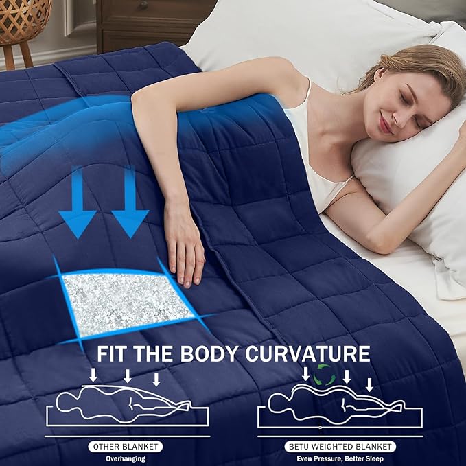 Navy Blue Weighted Blanket for Adults 15lbs, 60"x80", Queen Size Cooling Heavy Throw Blanket for 120-160lbs, Microfiber Soft Thick Big Blankets Weighted Comforter Gift for Sleeping