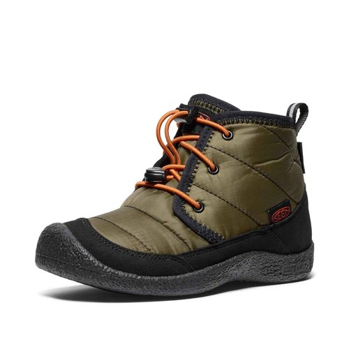 KEEN Unisex-Child Howser 2 Quilted Mid Height Waterproof Comfy Durable Chukka Boots, Dark Olive/Gold Flame, 6
