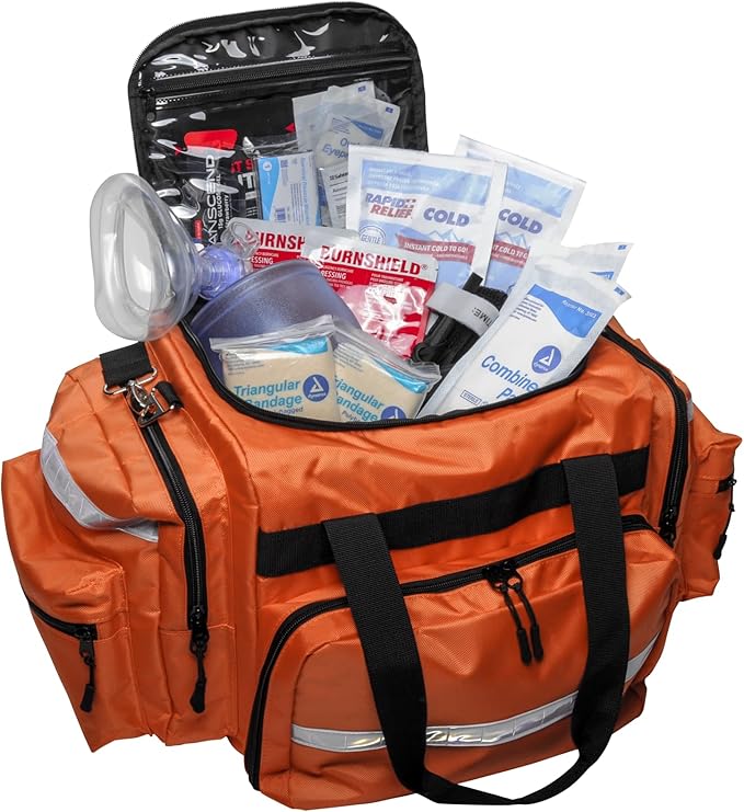 MFASCO Deluxe First Responder Medical Bag - Over 200 Emergency First Aid Supplies, Easy to Carry, Restock & Refill, Includ...