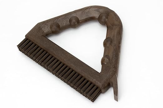 SPARTA Plastic Commercial Grout Brush, Triangle-Shaped Scrub Brush with Scraper and Two Threaded Holes for Attaching Handle (Sold Separately), 9 x 7 x 7 Inches, Brown, (Pack of 4)