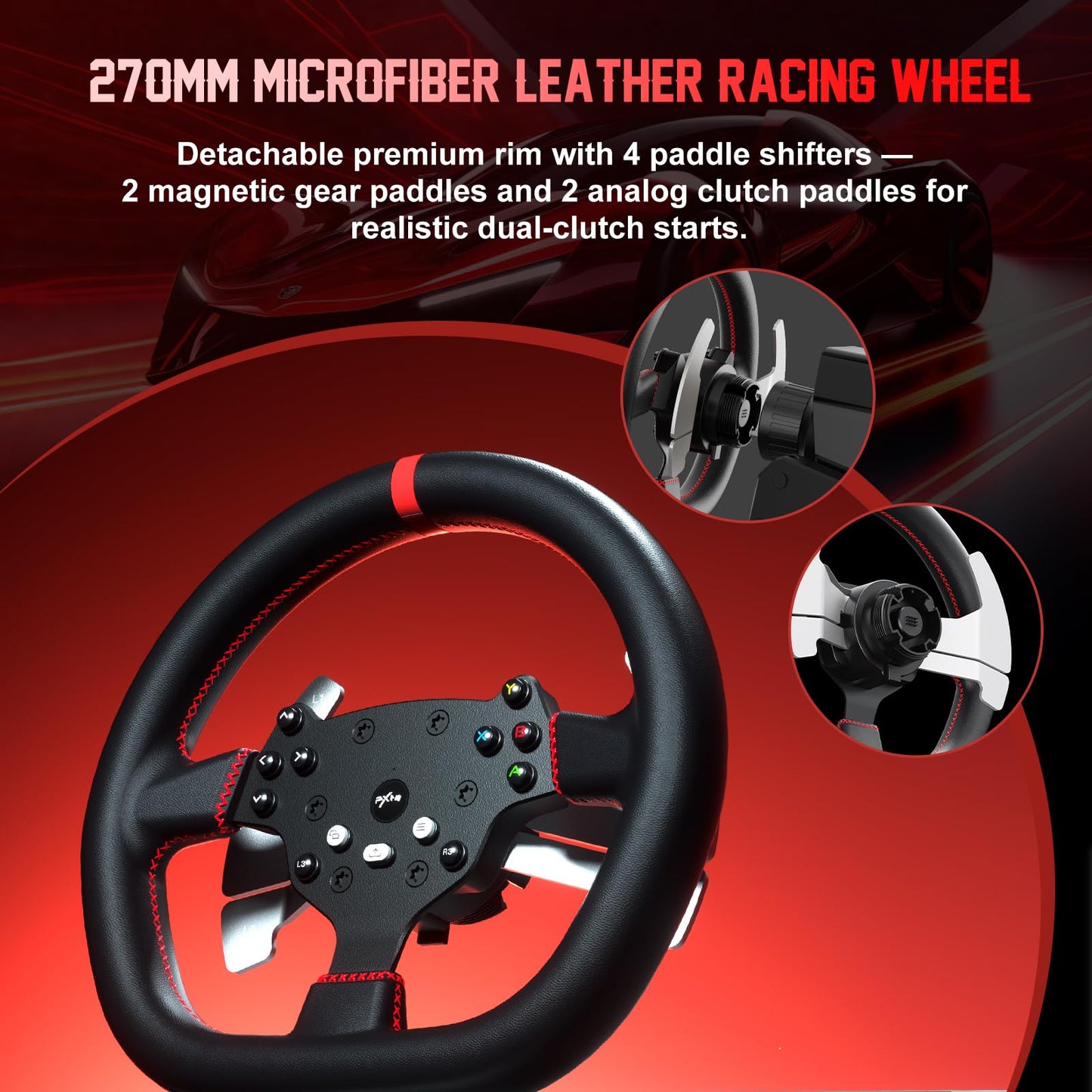PXN V10 Ultra Direct Drive Racing Wheel, 3.2Nm Force Feedback, Hall Effect Metal Pedals, 4 Aluminum Paddle Shifters, Sim Racing Wheel for PC, PS4, Xbox Series X|S & Xbox One