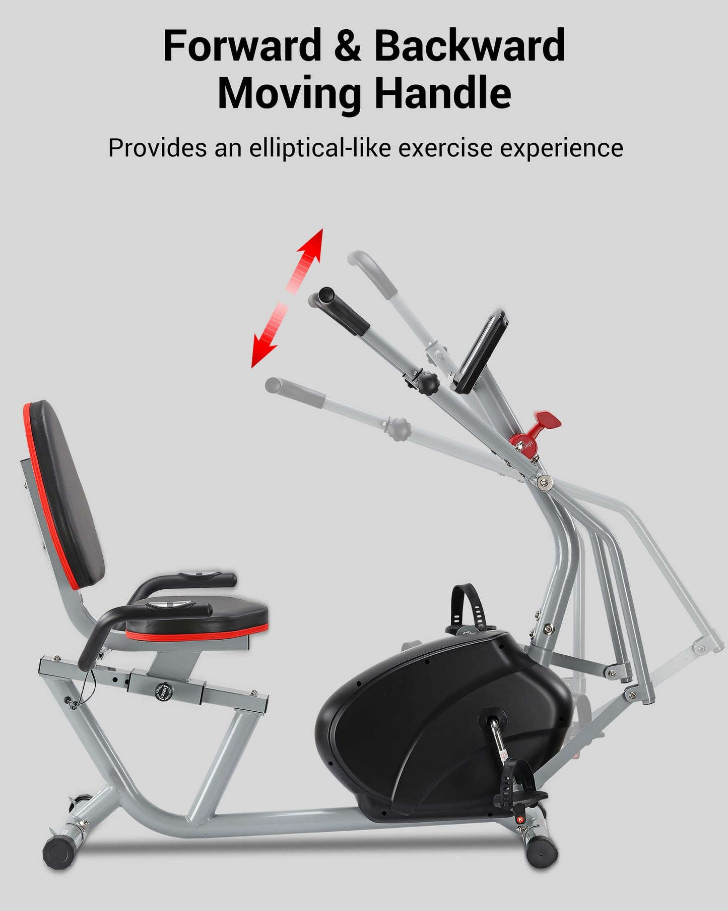 ECHANFIT Recumbent Exercise Bike with Arm Exerciser for Home - Elliptical Recumbent Cross Trainer with Backlit Display, Pulse Sensor, 8-Level Magnetic Resistance, 380LBS Weight Capacity