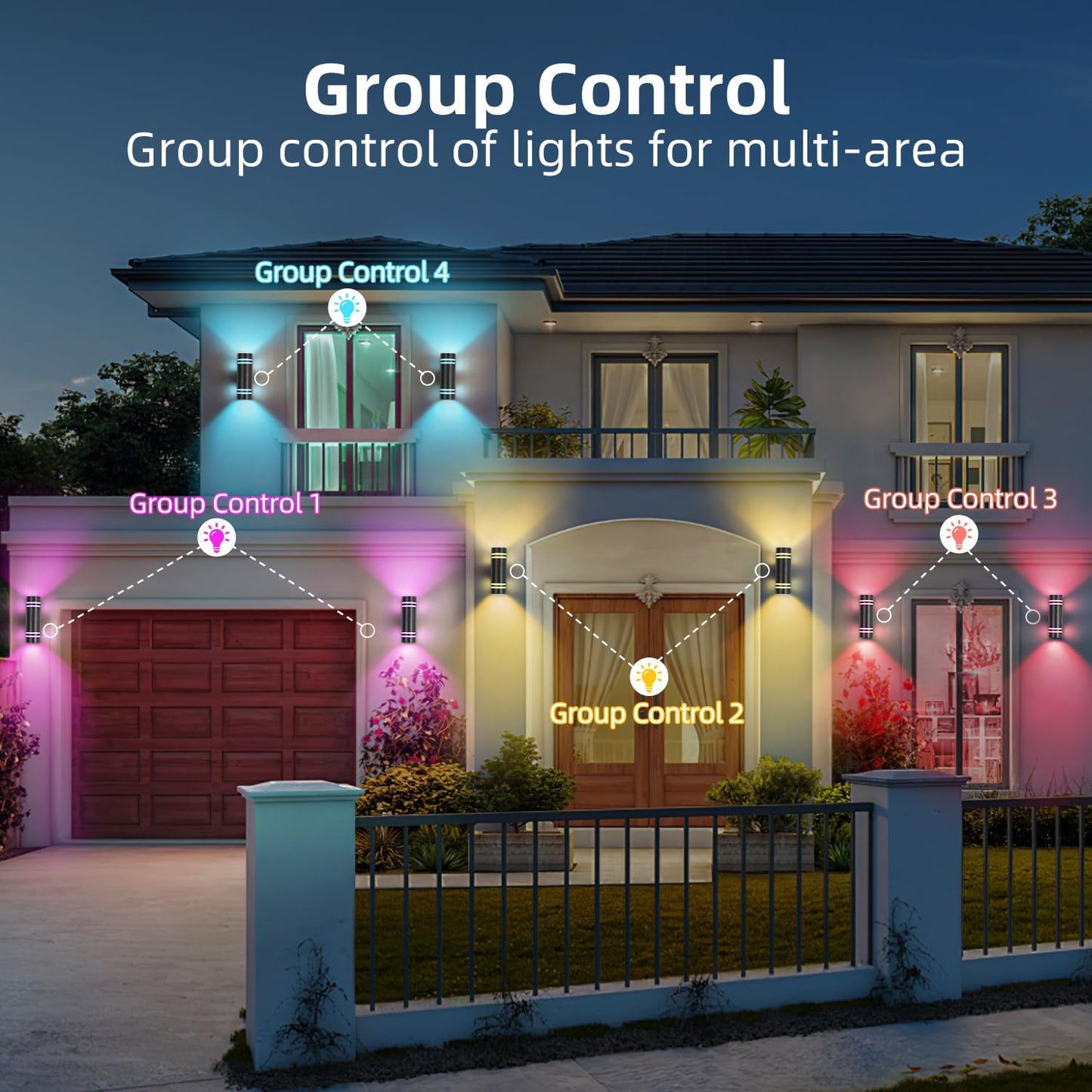 Zinola Smart Porch Lights RGBCW Outdoor Wall Lights, Modern Dusk to Dawn Outdoor Light Fixture Color Changing Up and Down Lighting, Waterproof Sconce Compatible with Alexa Google Assistant