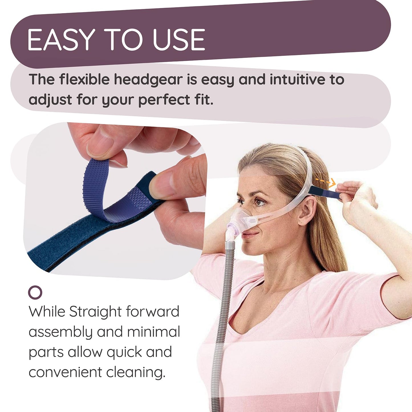 FX CPAP Headgear Strap Compatible with Resmed Swift FX Nasal Pillows CPAP Mask- Adjustable Headgear C Pap Replacement Supplies Part for Swift FX