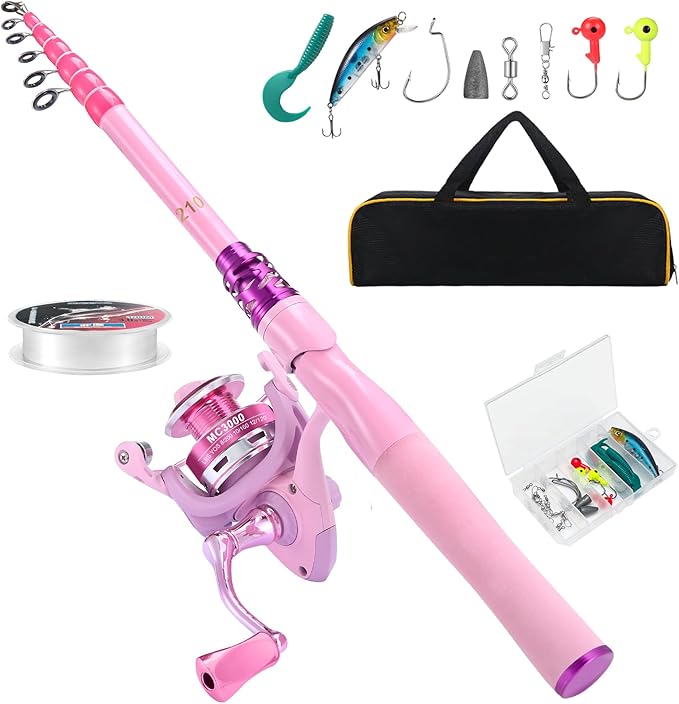 Castaroud Fishing Rod and Reel Combos, Carbon Fiber Telescopic Fishing Pole Kit with Spinning Reel, Fishing Line, Fishing ...