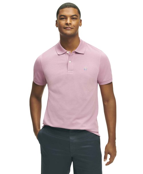 Brooks Brothers Men's Short Sleeve Cotton Pique Stretch Logo Polo Shirt, Valerian, Small