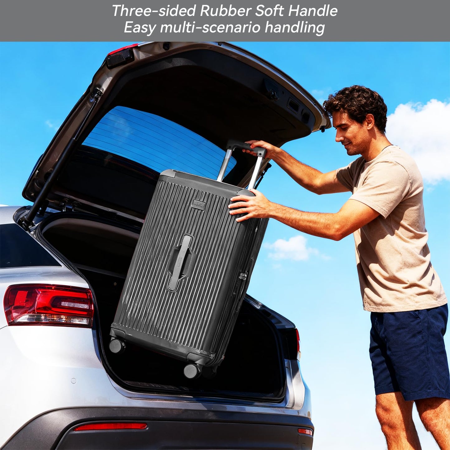 LIGHTGO Ultra-Lightweight PC+ABS Suitcase with TSA Lock & Quiet 360°Wheels, 20/26/30 Inch Expandable Luggage, Smart Organizer with Magical Divider & Waterproof Zone(20inch Carbon Grey)
