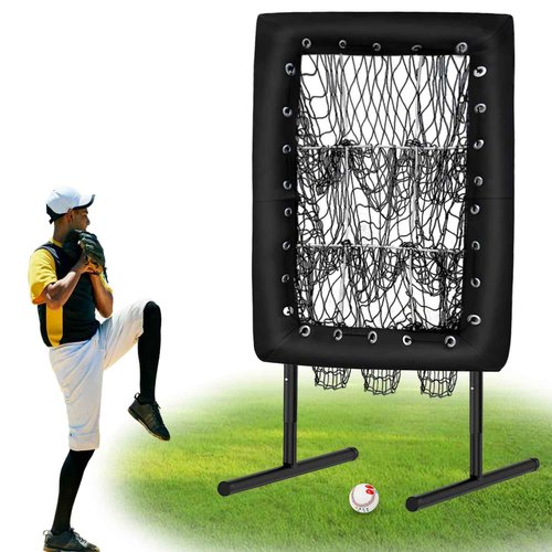 THWTGH Upgraded 9 Hole Pitching Net, Baseball Pitching Target with Strike Zone Pockets, Height Adjustable Softball Baseball Training Equipment for Hitting and Pitching