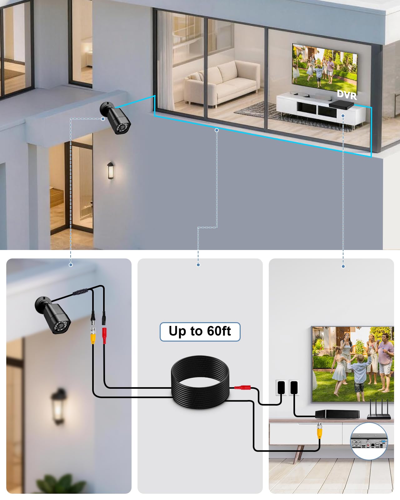 4CH 1080P Wired Security Camera System, AIWIXEN CCTV DVR with 512GB Hard Drive, 4 x Home Surveillance IP68 Waterproof Security Cameras with Human Vehicle Detection, Remote Access, 24-7 Recording