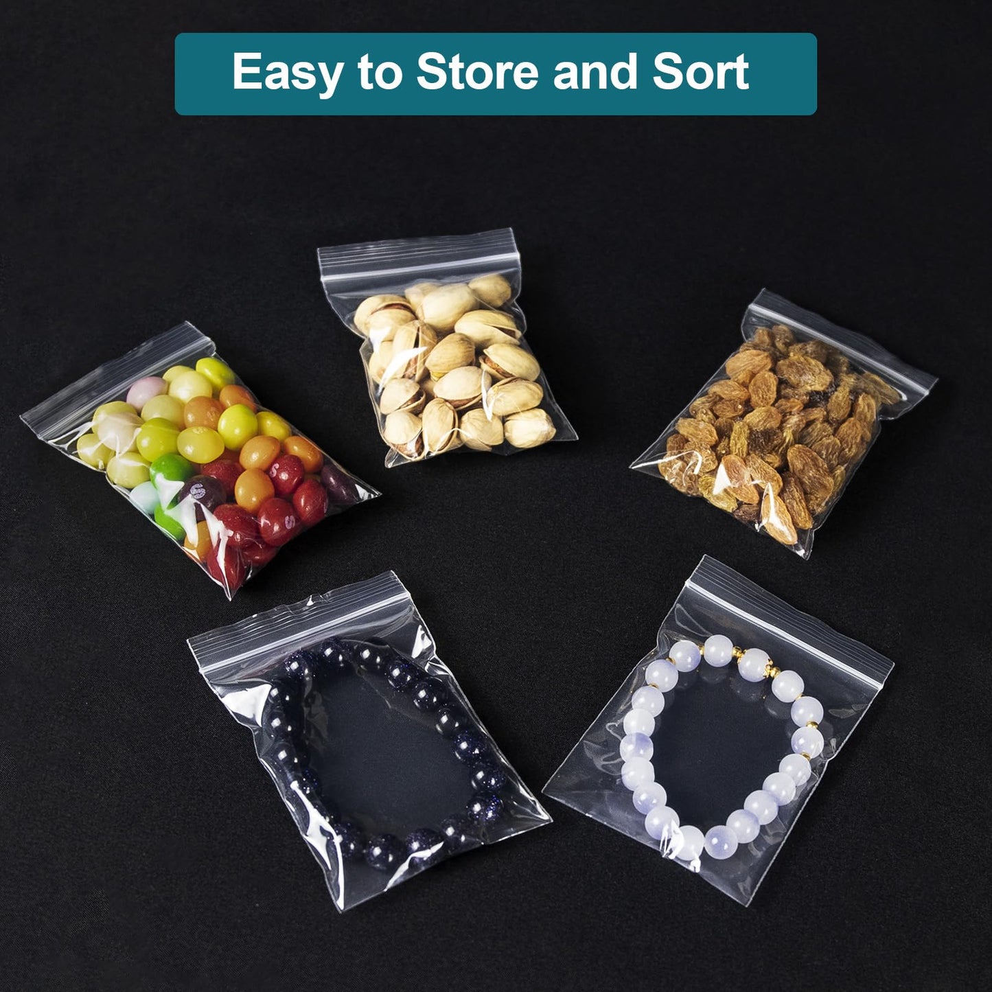 Wddeevoi 300 PCS Small Plastic Bags, 3 x 4 Inch Small Zip Bags, Transparent Jewelry Bags Reclosable, Clear Mini Baggies, Resealable Lock Poly Bags for Pill, Beads, Screws, Packaging