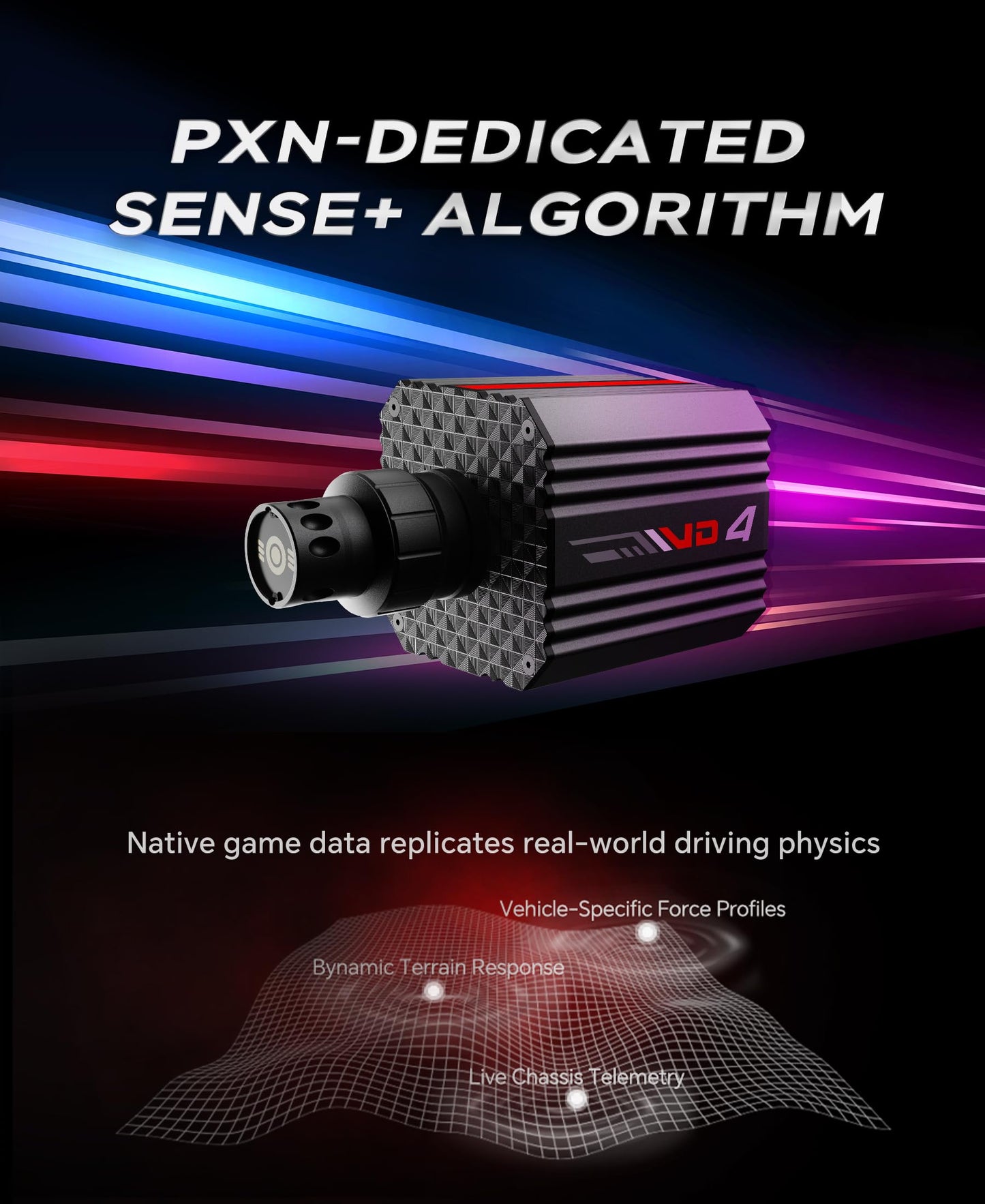 PXN VD4 Direct Drive Racing Wheel Bundle – 4Nm Servo Motor Base, 11 in Steering Wheel with Quick Release, Hall Effect Pedals, Table Clamp, PC Tuning Software Support, Racing Simulator Set for Windows