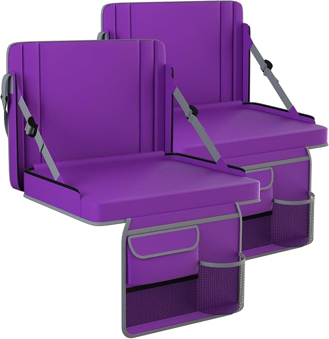 janiry Stadium Seats with Back Support 2PACKS Adjustable Bleacher Chairs with Back and Cushion Bleacher Seat with Cup Holder, Carry Handle & Shoulder Strap for Outdoor Sports Events, Picnics, Beaches