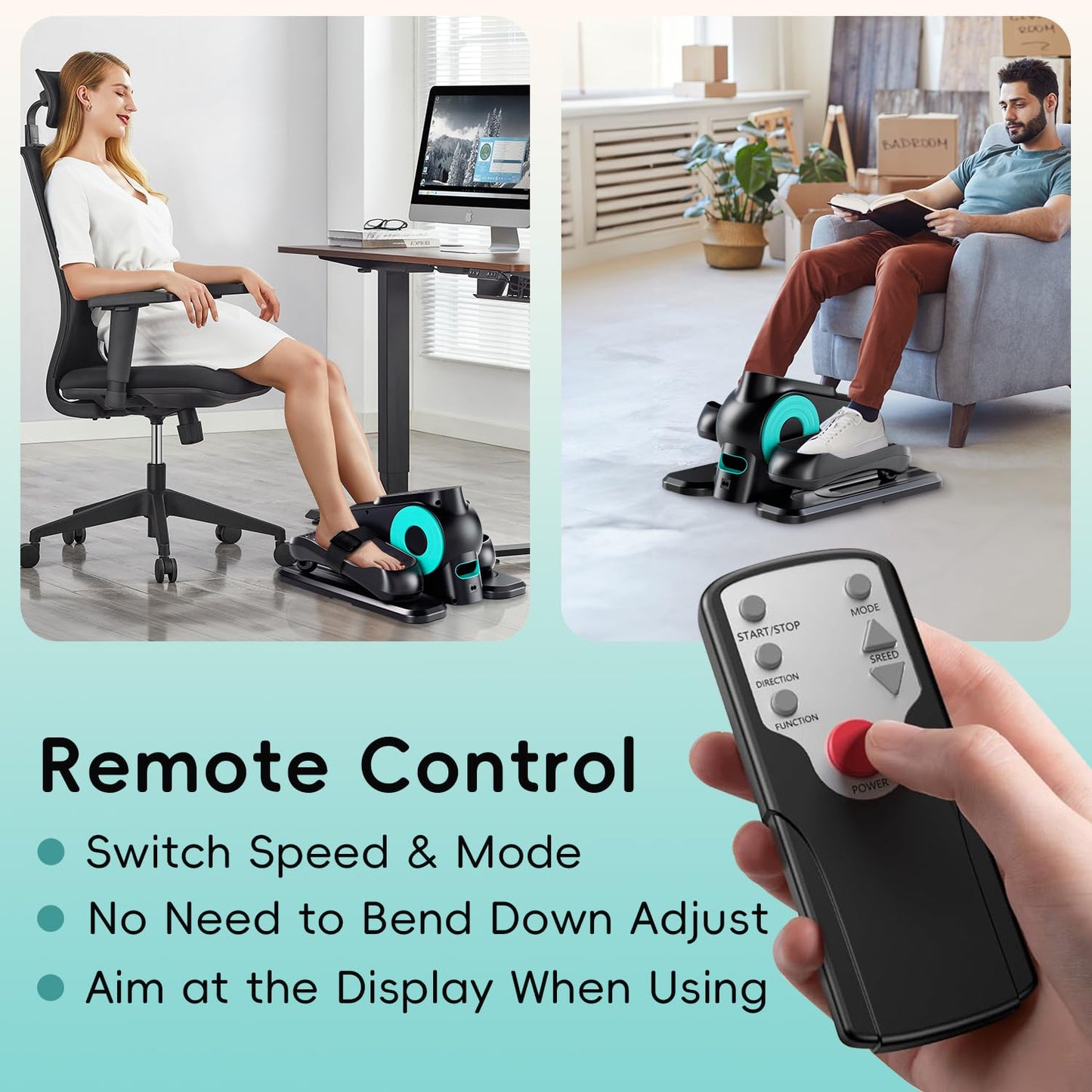 Under Desk Elliptical Machine,Electric Elliptical Leg Exerciser for Seniors with 12 Adjustable, Portable Quiet Elliptical Exercise Machine, Seated Pedal Exerciser with Resistance Band Quiet & Portable