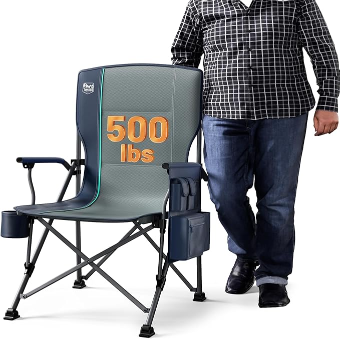 TIMBER RIDGE Oversized Folding Camping Chair High Back Heavy Duty for Adults Support up to 500lbs with Cup Holder, Side Po...
