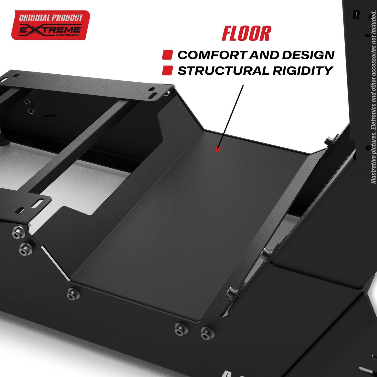 Extreme Simracing Chassis 4.0 (Black) + Horizontal Mount | Compatible with Logitech, Thrustmaster, Simagic, Moza & SimCube | Adjustable Racing Simulator Cockpit with Heavy-Duty Steel Construction
