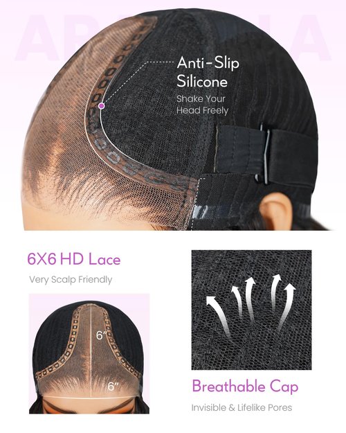 Arabella 12inch 6x6 Bob Wig Human Hair and 4 Pcs 1B/99J Clip in Hair Extensions Ready to Go Glueless Wig Real 210% Density Straight Glueless Bob Wigs Human Hair Pre Cut Lace Pre Bleached Tiny Knots