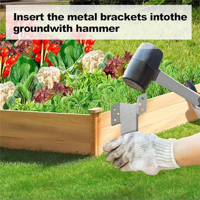 10pcs Sleeper Stakes,Metal Stake Heavy Duty,Fence Post Repair Stakes Anchors Ground Spikes, Metal Stake for Ground,Raised Garden Bed,Wooden Garden Edging Border,Driveway,Path Edging