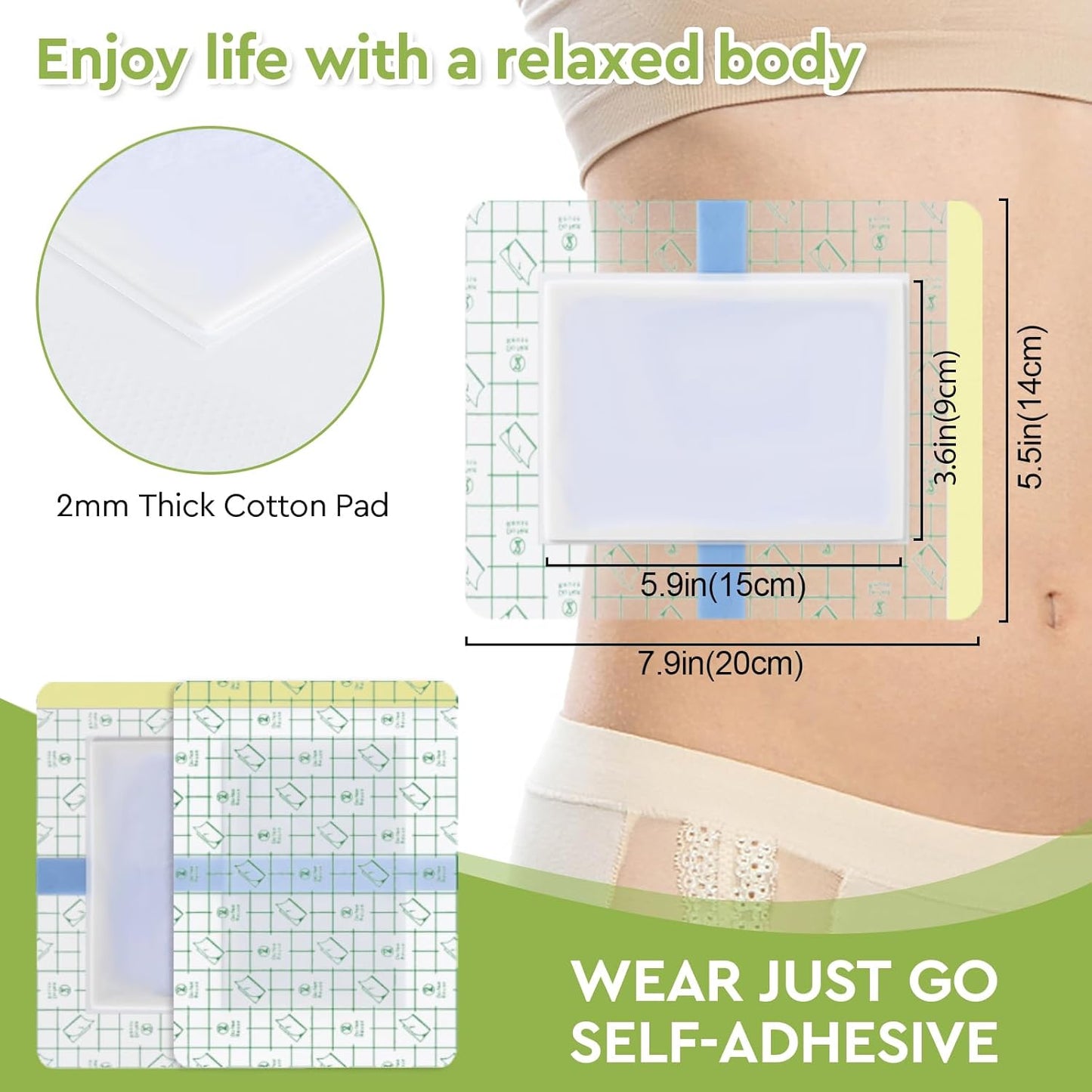 Castor Oil Pack Wrap - 20 Pack, Medium Size 7.9"x5.5", Transparent Film, Portable for Home & Travel, Gentle on Skin - Oil Not Included