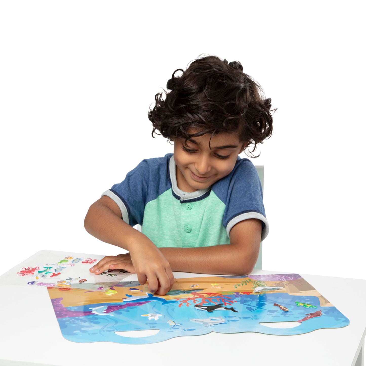 Melissa & Doug Ocean Puffy Sticker Play Set Travel Toy with Double-Sided Background, 40 Reusable Puffy Stickers