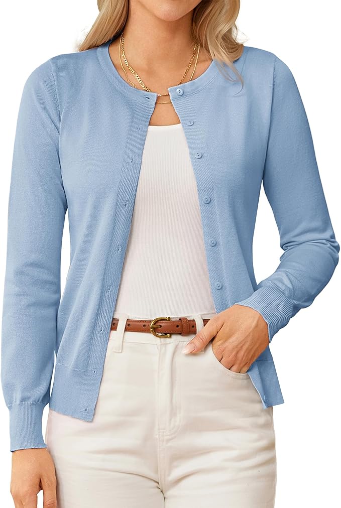 GRACE KARIN Women's Classic Long Sleeve Knit Cardigan Sweaters Casual Open Front Button Down Cardigans S-3XL