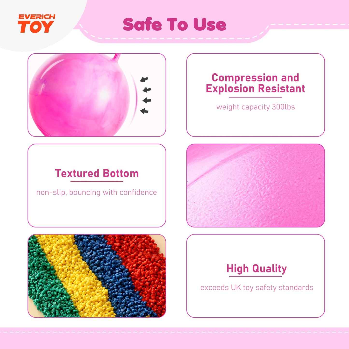 EVERICH TOY Hopper Ball, 18 Inch Hoppity Hop for Kids 4-8, Clouds Bouncy Ball with Handle, Indoor Outdoor Inflatable Hopping Toys for Boys and Girls Gifts with Pump