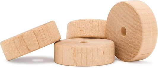 2-inch Diameter Slab Wooden Wheels for Crafts, 3/8-inch Hole, 7/16-inch Thick, Pack of 12 Mini Wood Wheels for Model, by Woodpeckers