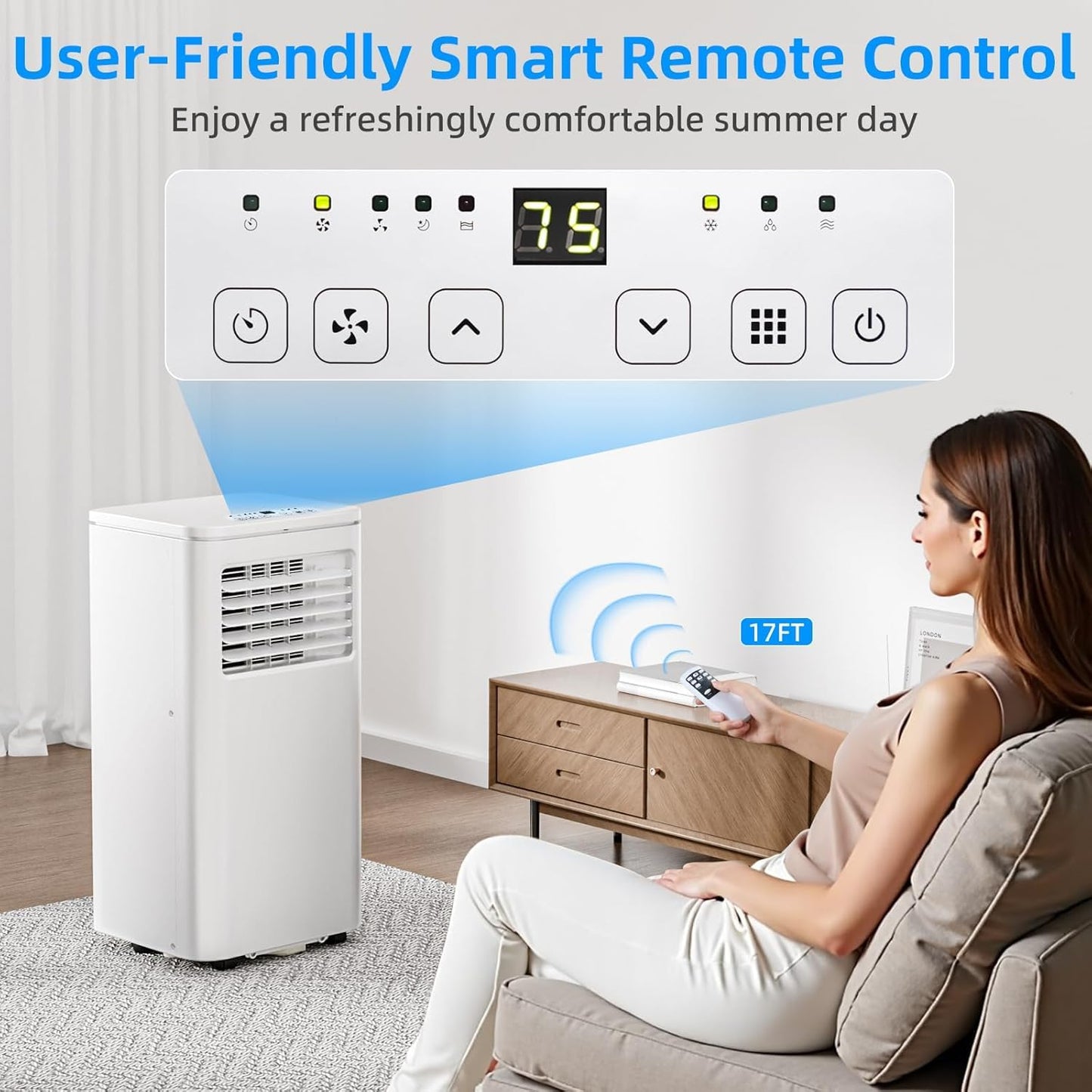 Antarctic Star 10000 BTU Portable Air Conditioner, 3 in 1 Free Standing Cooling AC Unit with Fan & Dehumidifier & Cools, Sleep Mode, 24H Timer, for Home/Kitchen/Office