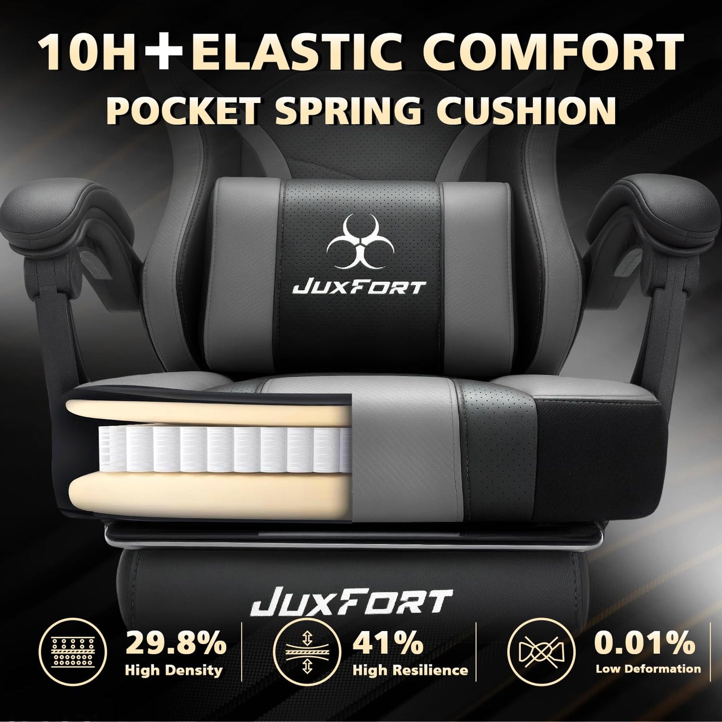 Big and Tall Gaming Chair with Massage and Pocket Spring Cushion,Gamer Chairs for Adults 400lb Weight Capacity, Video Game Chair with Headrest and Lumbar Support