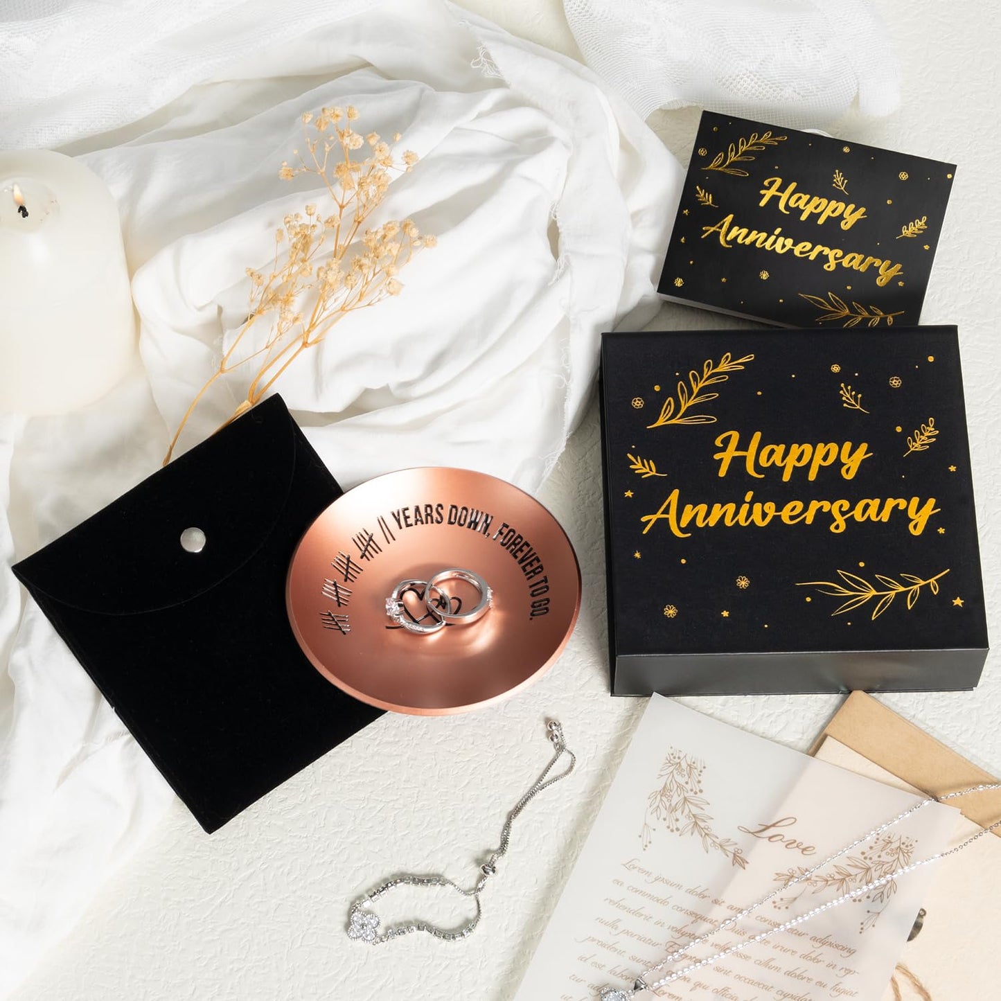 22nd Anniversary Copper Gifts, 22 Year Wedding Anniversary For Him Her Women Men, 4" Ring Holder Dish - Ideal Copper Metal Jewelry Tray Decorations For Wife Husband Couple Parents