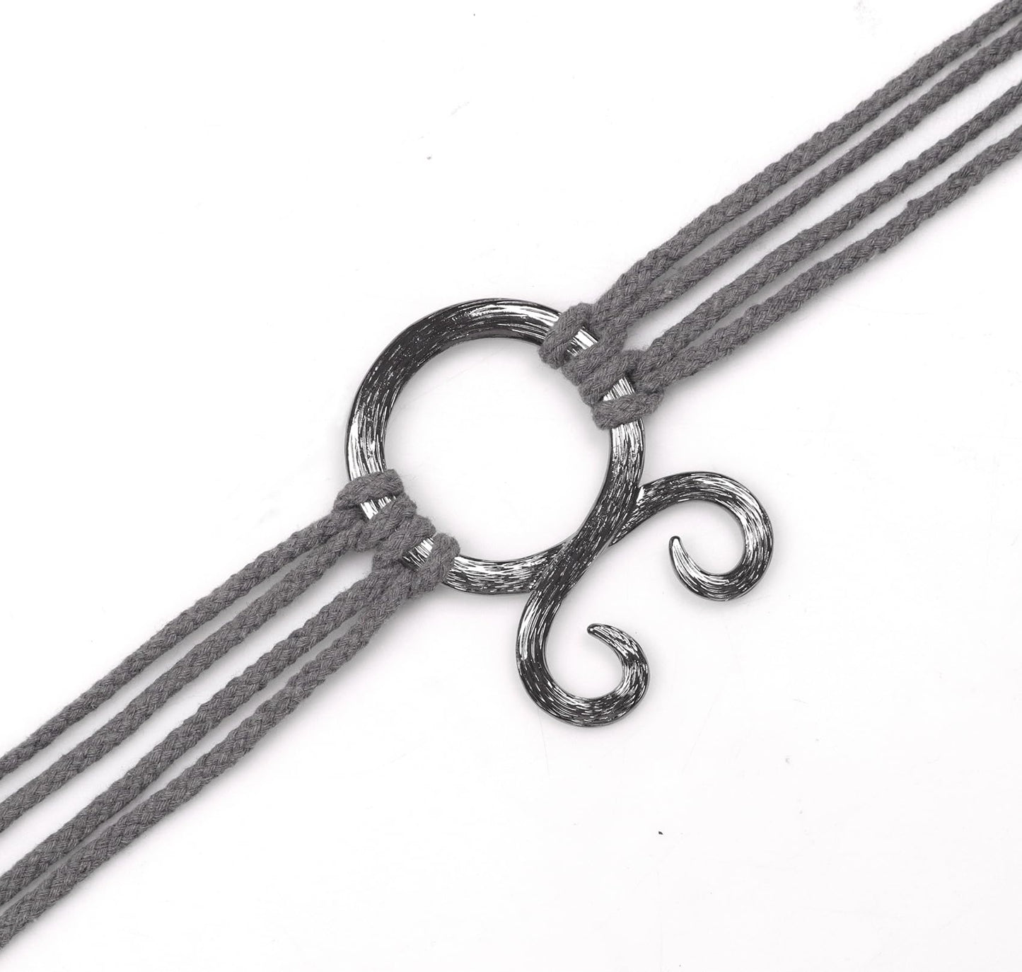 Joukavor Viking Troll Cross Belt Norse Witch Rope Belt for Women (Grey)