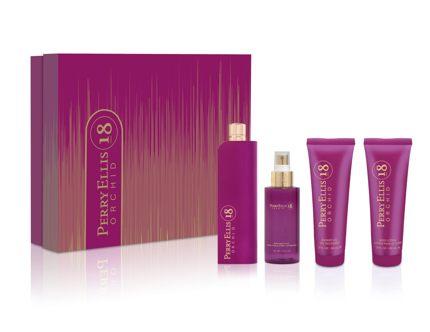 Perry Ellis Fragrances Perry ellis 18 orchid for women - 4-piece gift set, 3.4 Fl Ounce