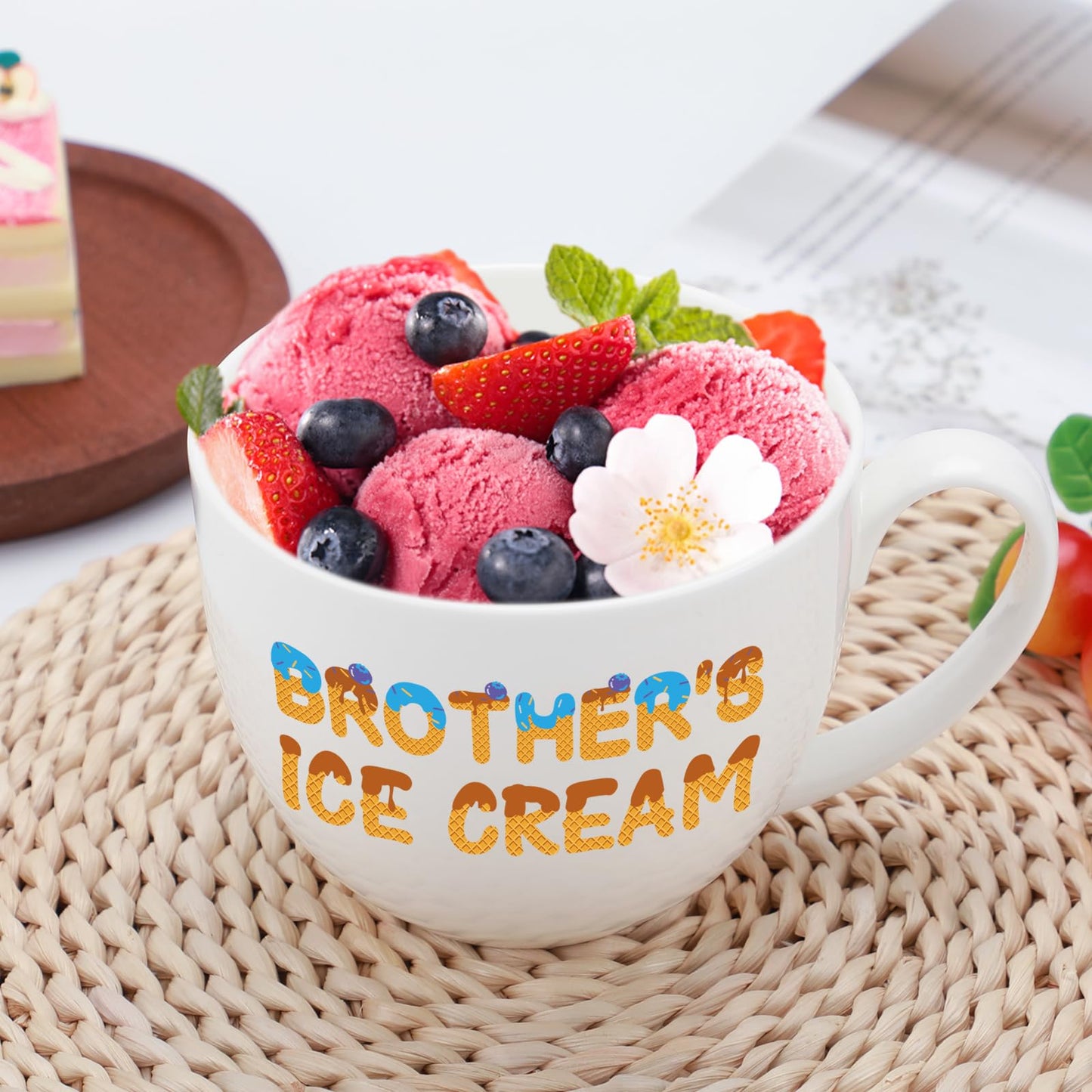 Aremdys Brother Gifts from Sister, Gifts for Brother, Brorhers Gift Ice Cream Bowl Set, Fathers Day Gift for Brother's Adult, Best Birthday Graduation Present for Brothers from Sister