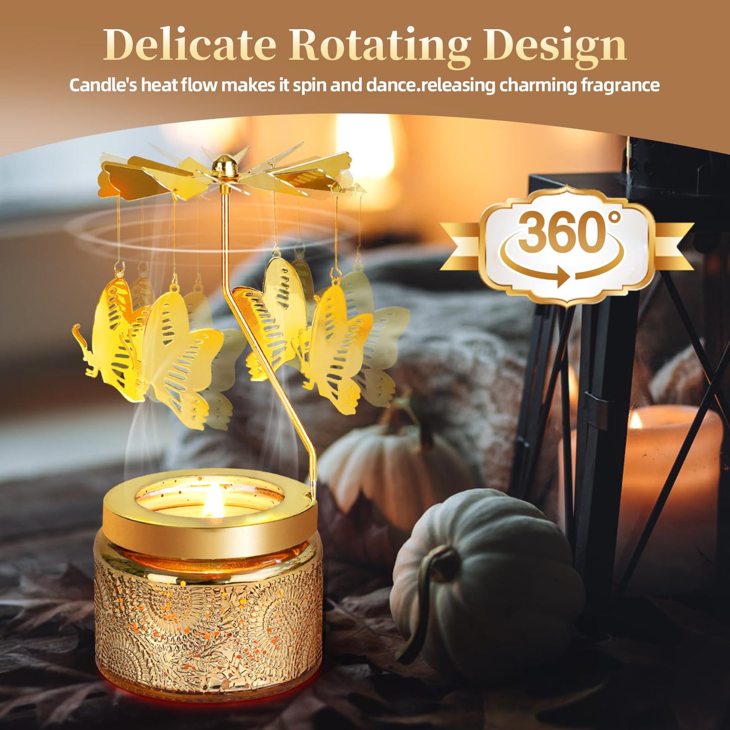 Birthday Gifts for Women, Mom, Wife, Girlfriend, Sister, Her, Female Friends, Gift for Women Birthday Unique, Mothers Day Gift, Anniversary Rotating Candles Gifts for Woman (Butterfly)