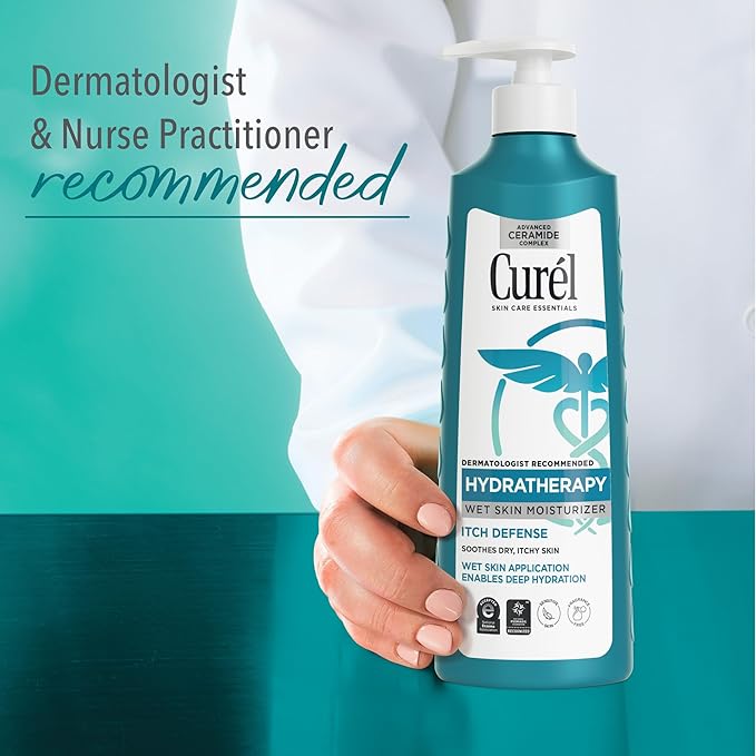Curel Itch Defense In Shower Lotion for Sensitive and Dry Skin, 12 Oz + Itch Defense Body Wash, 10 Oz, Ceramide Moisturizer, Repairs Moisture Barrier, Body Care, Unscented (Pack of 2)